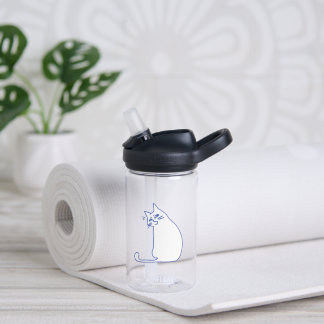 Bouteille D'eau Personnage de chat blanc mignon drôle doodle
