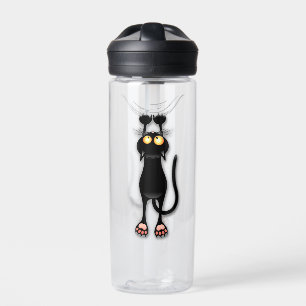 Bouteille D'eau Personnage de chat drôle grattant le tissu