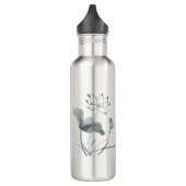 Bouteille D'eau Personnalisé Ajouter Nom Monogramme Lotus Peinture (Gauche)