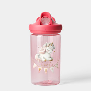 Bouteille D'eau Personnalisé Cute Rose Kids Unicorn