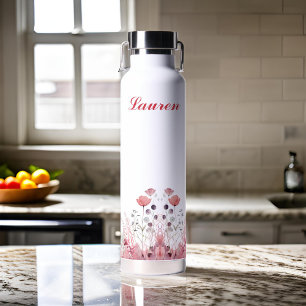 Bouteille D'eau Personnalisé Élégant Floral Minimaliste Cute Girly