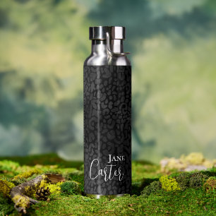 Bouteille D'eau Personnalisé élégant léopard noir