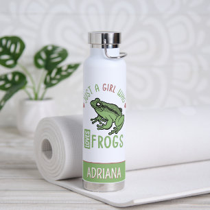 Bouteille D'eau Personnalisé Juste une fille qui aime les grenouil