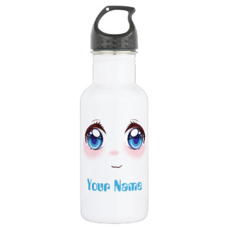 Bouteille D'eau Personnalisé mignon yeux bleus anime