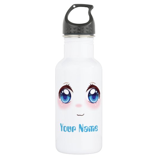 Bouteille D'eau Personnalisé mignon yeux bleus anime (Devant)