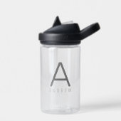 Bouteille D'eau Personnalisé Moderne Simple Noir Gris initial Enfa (Gauche)