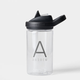 Bouteille D'eau Personnalisé Moderne Simple Noir Gris initial Enfa