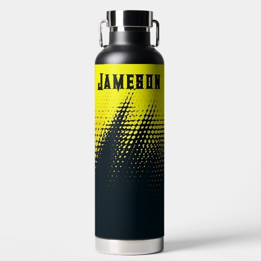 Bouteille D'eau Personnalisé Noir & Jaune (Avant)