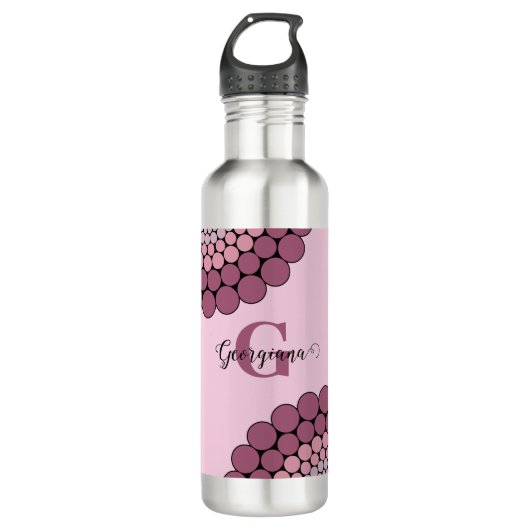 Bouteille D'eau Personnalisé Radiant Dusky Rose Floral Dot Mandala (Devant)