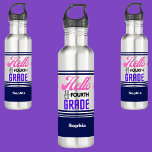 Bouteille D'eau Personnalisé Retour À L'École Quatrième Année<br><div class="desc">Bouteille en acier inoxydable de quatrième année personnalisée Retour à l'école Customisez-le avec votre nom pour un look chic girly unique.</div>