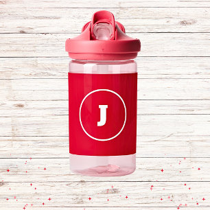 Bouteille D'eau Personnalisé simple Nom rouge Monogram Kids School