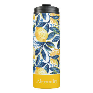 Bouteille d'eau personnalisée avec motif citron et