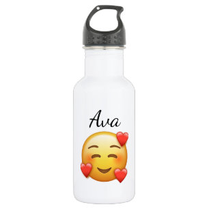 Bouteille d'eau personnalisée avec nom et emojis d