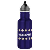 Bouteille d'eau, personnalisée, base-ball, bleu (Droite)