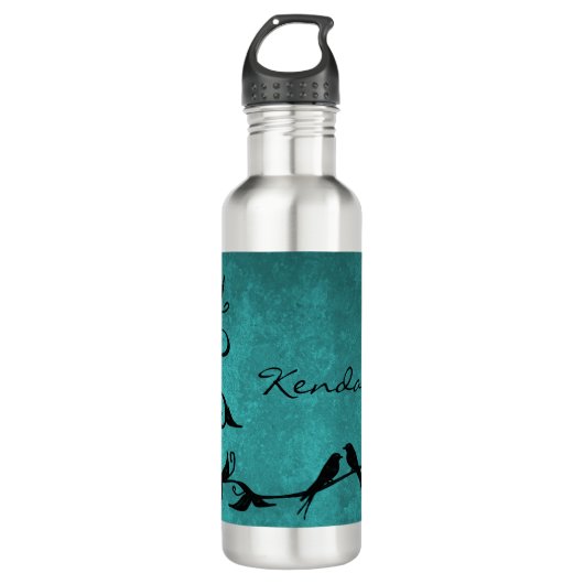 Bouteille d'eau personnalisée Lovebirds turquoise (Devant)