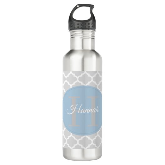 Bouteille d'eau personnalisée Sky Blue Quatrefoil (Devant)