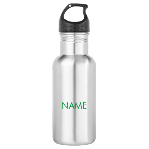 Bouteille D'eau Personnaliser avec nom, texte minimaliste vert
