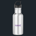 Bouteille D'eau Personnaliser avec nom, texte minimaliste violet<br><div class="desc">Personnaliser avec nom,  texte minimaliste violet bouteille en acier inoxydable</div>