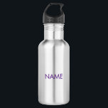 Bouteille D'eau Personnaliser avec nom, texte minimaliste violet<br><div class="desc">Personnaliser avec nom, texte minimaliste violet bouteille en acier inoxydable</div>