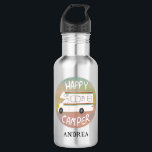 Bouteille D'eau PERSONNALISER IT Happy Camper Fun RV Sunset Motorh<br><div class="desc">Hé,  Joyeux Campers ! Frappez la route avec cette bouteille d'eau douce avec un camper rétro vintage. Customisez-le en ajoutant votre propre texte. Consultez mon magasin pour en savoir plus !</div>