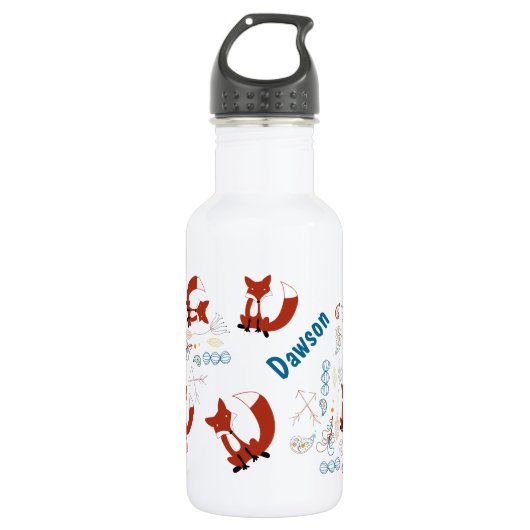 Bouteille D'eau Personnaliser le Motif Woodland Fox moderne (Devant)