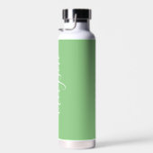 Bouteille D'eau Personnaliser le nom vertical blanc Script, Sage (Plage)