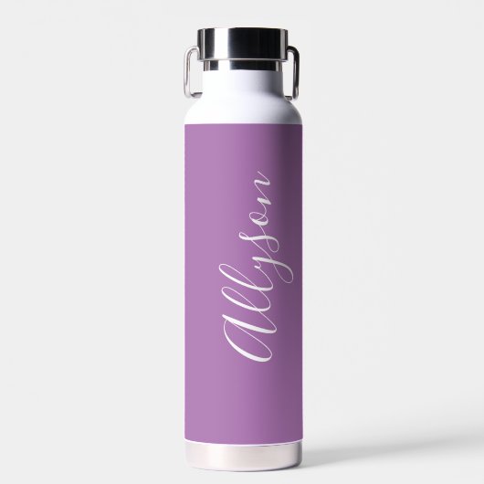 Bouteille D'eau Personnaliser le nom vertical, Script blanc, Lavan (Avant)