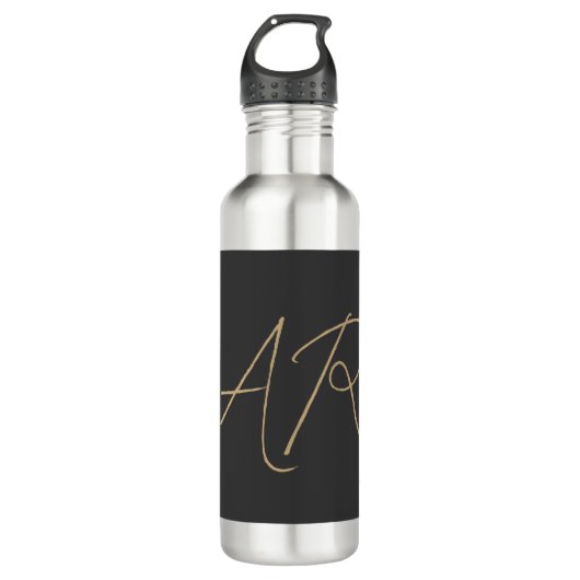 Bouteille D'eau Personnaliser Monogramme Gris clair Beige (Devant)