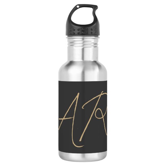 Bouteille D'eau Personnaliser Monogramme Gris clair Beige (Devant)
