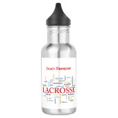 Bouteille D'eau Personnaliser Nom Lacrosse Coach Merci Mots (Gauche)