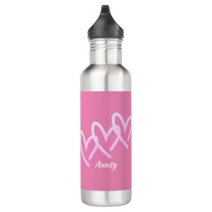 Bouteille D'eau Personnaliser triple coeur rose