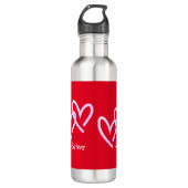 Bouteille D'eau Personnaliser Triple Coeur Rouge (Devant)