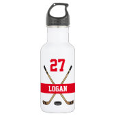 Bouteille D'eau Personnalized Hockey Player Number Red (Devant)
