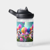 Bouteille D'eau Petit chiot avec ballons - doux (Arrière Complet)