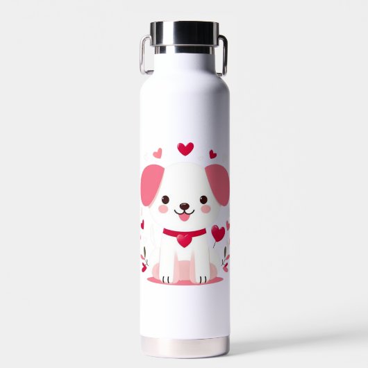 Bouteille D'eau Petit chiot de la Saint-Valentin (Avant)