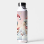 Bouteille D'eau Petit chiot de Noël en chapeau santa (Gauche)