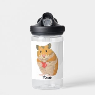 Bouteille D'eau Petit Hamster mignon tenant le coeur modifiable
