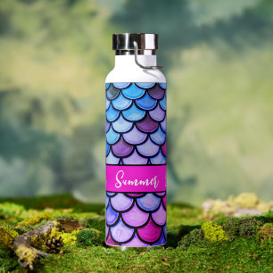 Bouteille D'eau Petite fille chic Magenta violet bleu sirène échel
