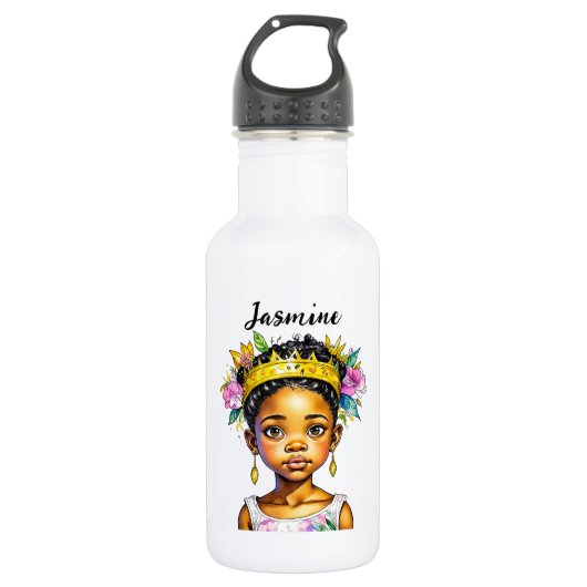 Bouteille D'eau Petite fille personnalisée Princesse de couleur (Devant)