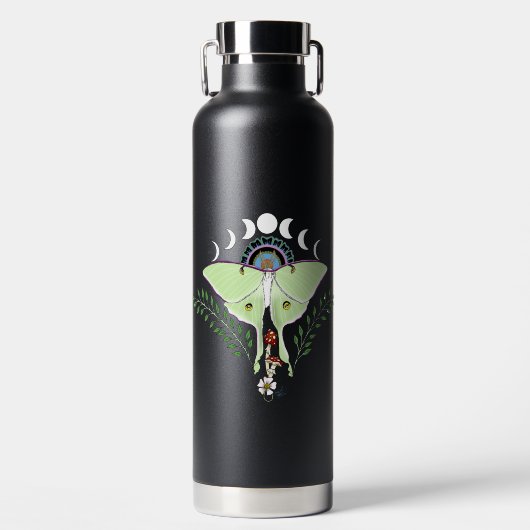 Bouteille D'eau Phases Luna Moth Moon Noir (Avant)