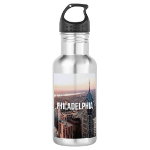 Bouteille D'eau Philadelphie Skyline Vue aérienne Typographie Urba