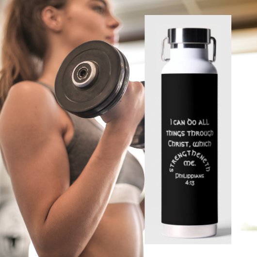 Bouteille D'eau Philippiens 4 Verse Bible Noir Blanc Isolé