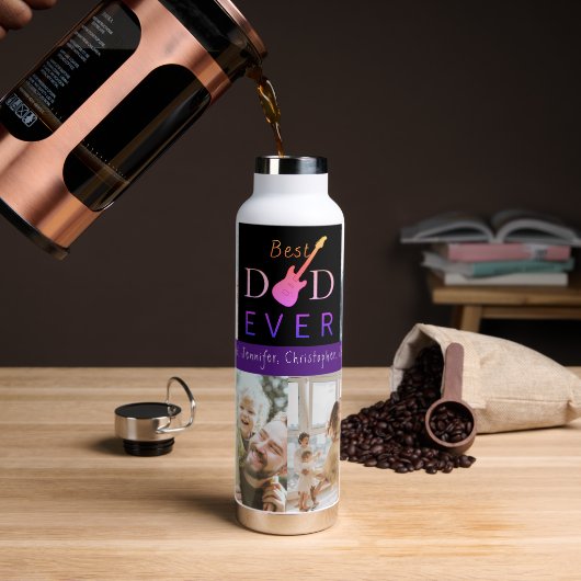 Bouteille D'eau Photo Best Papa Ever Musique Cool Fête des pères m (Gym)