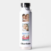 Bouteille D'eau Photo collage famille amis nom blanc (Gauche)