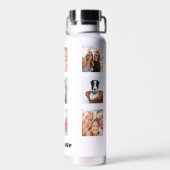 Bouteille D'eau Photo collage famille amis nom blanc (Arrière)