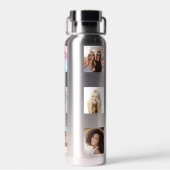 Bouteille D'eau Photo collage nom de famille noir (Arrière)