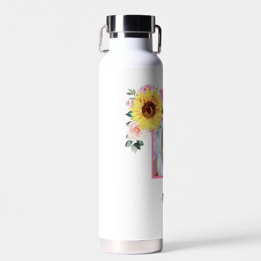 Bouteille D'eau Photo Customisée Tournesol rose Botanique (Avant)