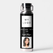 Bouteille D'eau Photo du logo de l'entreprise en noir blanc (Arrière)