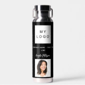 Bouteille D'eau Photo du logo de l'entreprise en noir blanc (Avant)