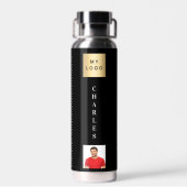 Bouteille D'eau Photo du logo de l'entreprise noire (Arrière)